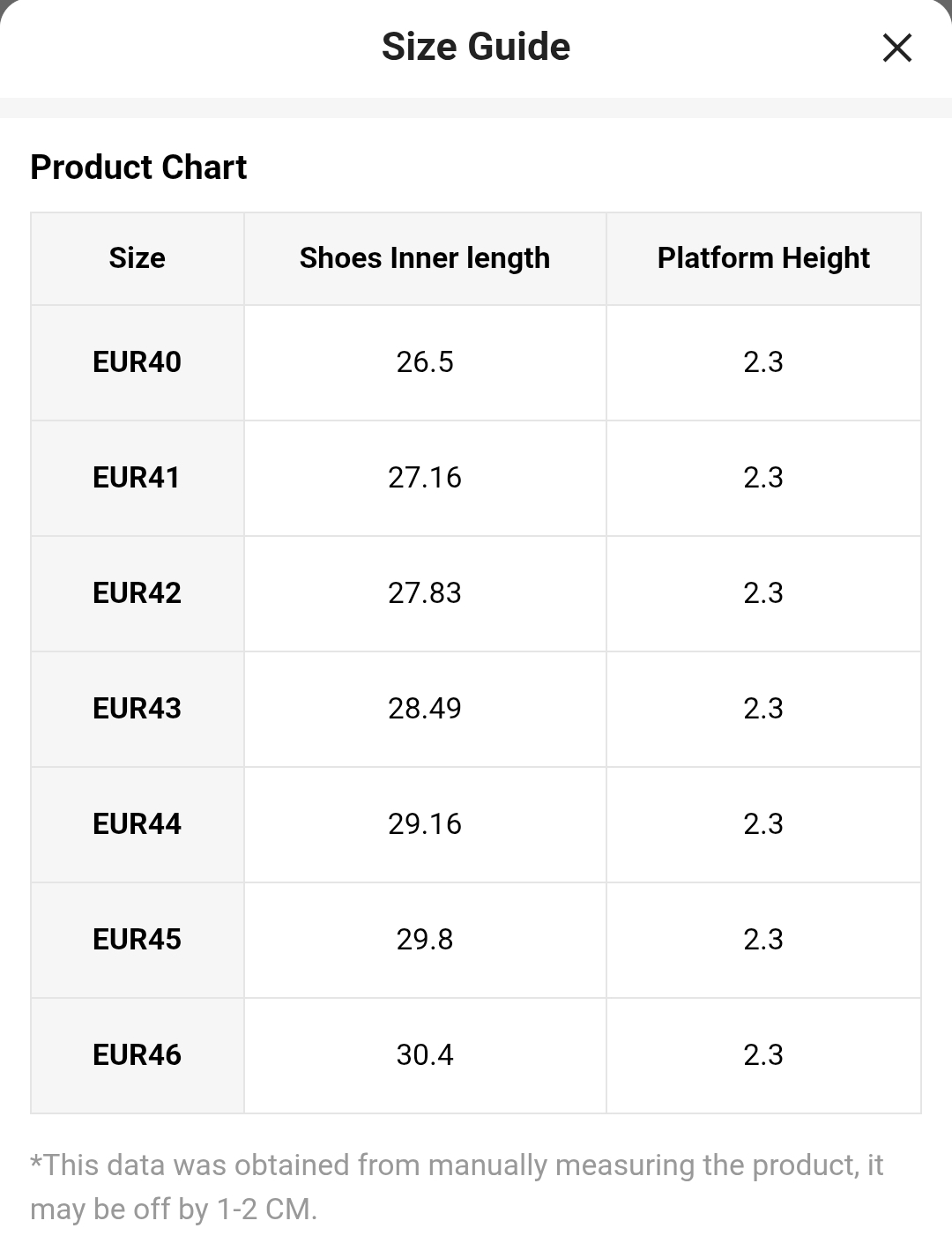 Size Chart